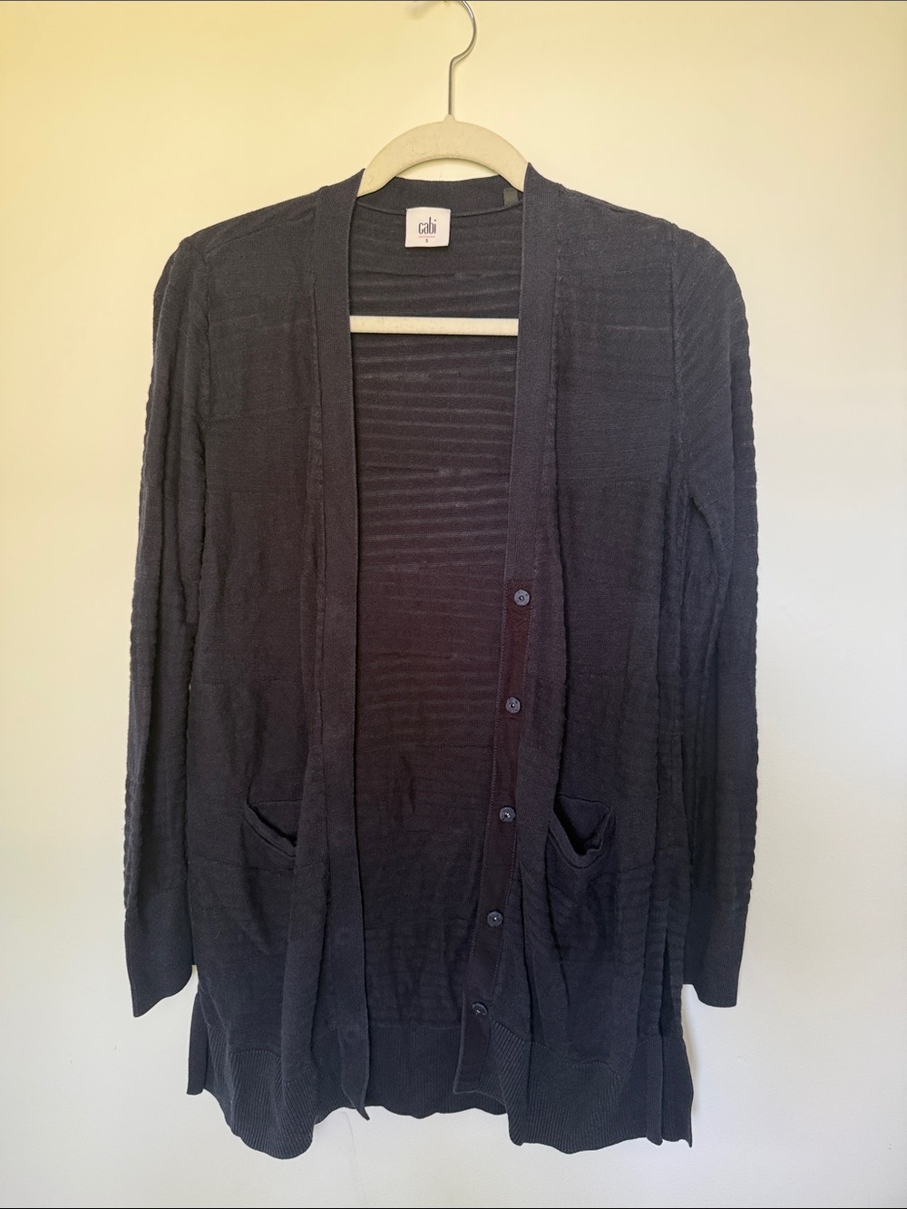 Cabi Long Open-Front Blue Women's Cardigan